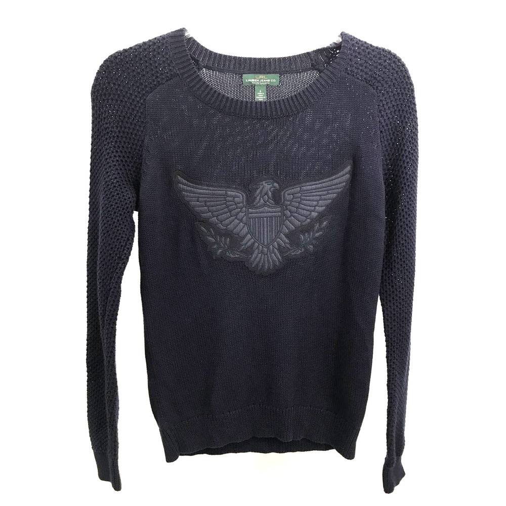 LRL Ralph Lauren Jeans Co. Navy Blue Eagle Patch Sweater Size S